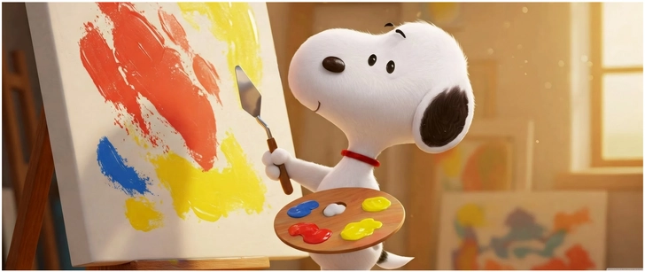 niedlicher hund beim malen in digitale grafik