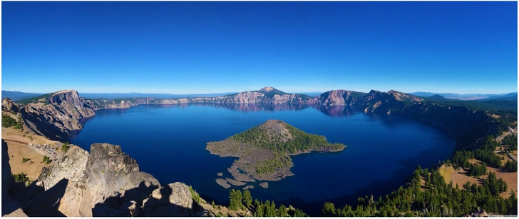 panoramaansicht crater lake nationalpark oregon
