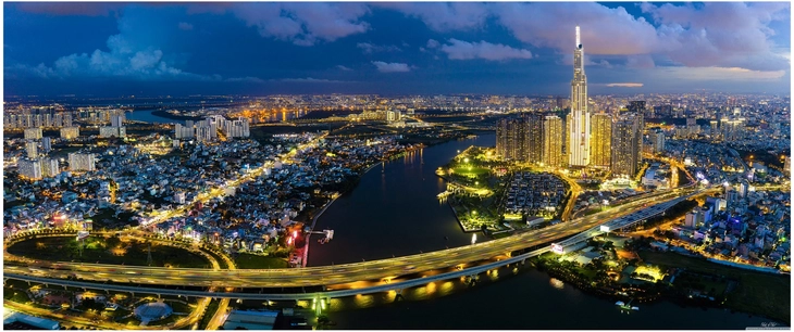panoramaansicht ho chi minh stadt bei nacht