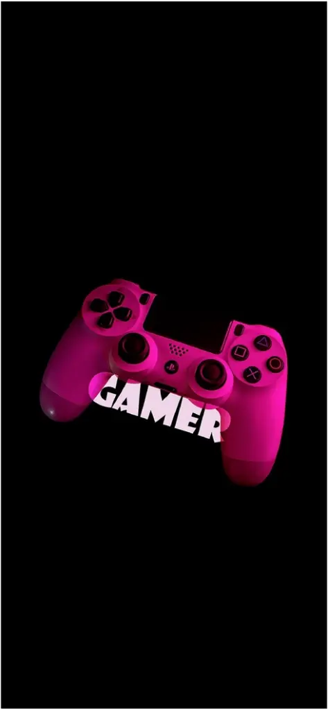 pinkfarbener gamecontroller mit gamer schriftzug