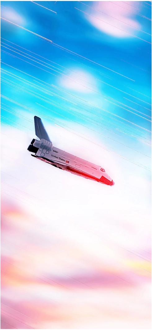 raumschiff-ueber-einem-bunten-himmel-in-digitaler-grafik
