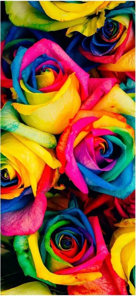 regenbogenfarbene rosen in digitaler darstellung