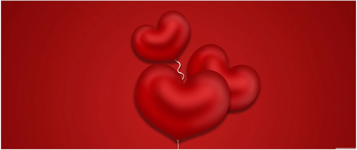 rote herzluftballons auf rotem hintergrund