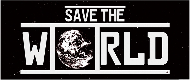 save the world grafisches motiv fuer umweltbewusstsein