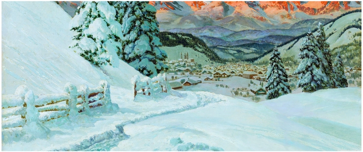 schneebedeckte winterlandschaft mit bergen und tal