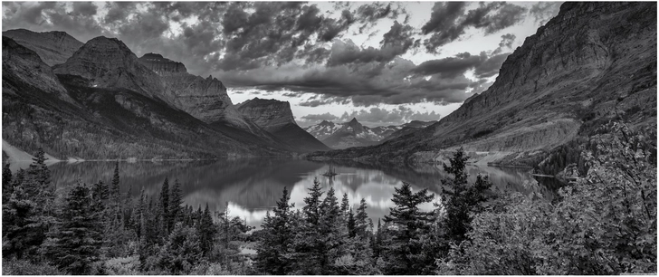 schwarz weisse landschaft glacier national park montana