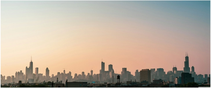 sonnenuntergang skyline chicago stadtansicht architektur