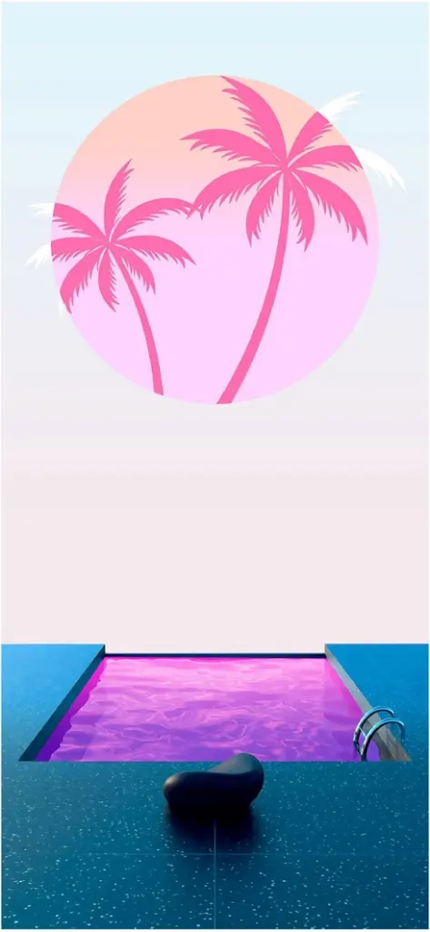 stilvolle illustration mit swimmingpool und palmen