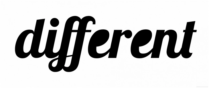 stylisches design mit dem wort different in schwarz weiss