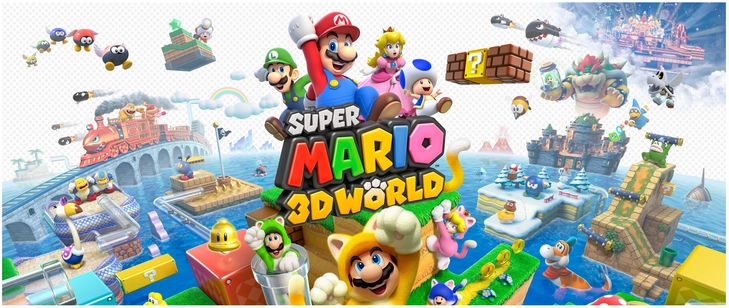 super mario 3d world digitale grafik mit bunten charakteren