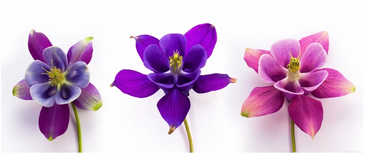 violette columbine blumen in verschiedenen farben