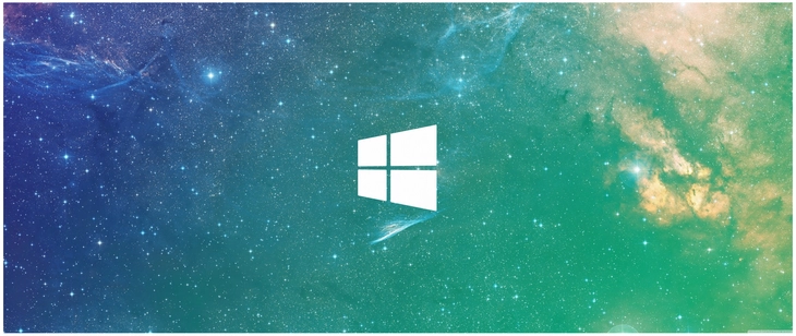 weltraumlandschaft mit windows logo in digitaler grafik